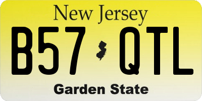 NJ license plate B57QTL