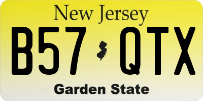 NJ license plate B57QTX