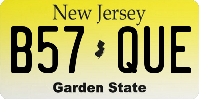 NJ license plate B57QUE