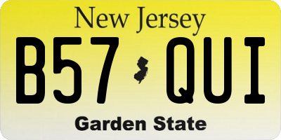 NJ license plate B57QUI