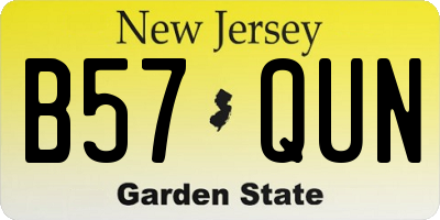NJ license plate B57QUN