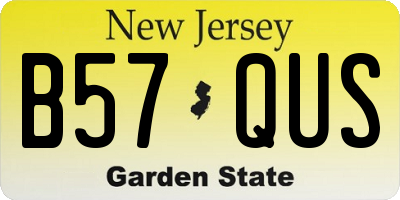 NJ license plate B57QUS