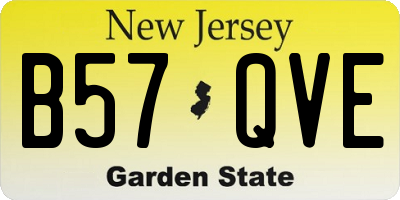 NJ license plate B57QVE