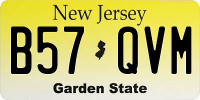 NJ license plate B57QVM