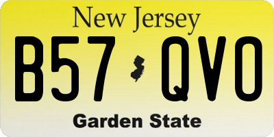 NJ license plate B57QVO