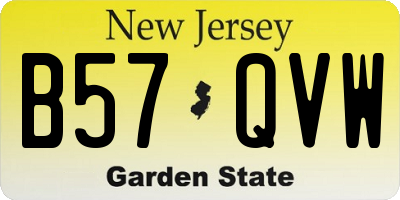 NJ license plate B57QVW