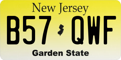 NJ license plate B57QWF