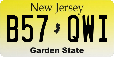 NJ license plate B57QWI