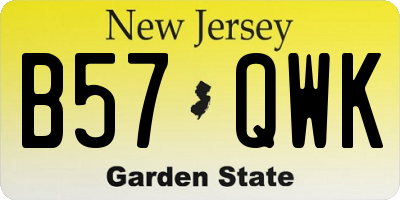 NJ license plate B57QWK