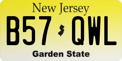 NJ license plate B57QWL