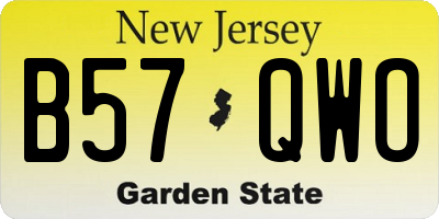 NJ license plate B57QWO