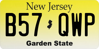 NJ license plate B57QWP