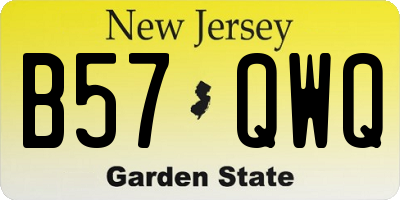 NJ license plate B57QWQ