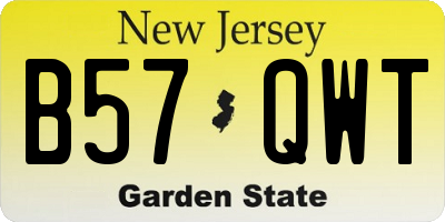 NJ license plate B57QWT