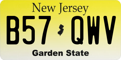 NJ license plate B57QWV