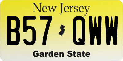 NJ license plate B57QWW