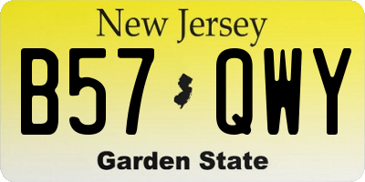NJ license plate B57QWY