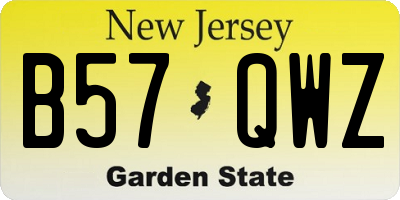 NJ license plate B57QWZ