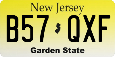 NJ license plate B57QXF