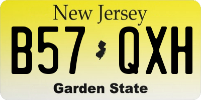 NJ license plate B57QXH