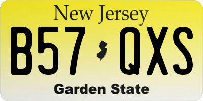 NJ license plate B57QXS
