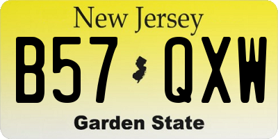 NJ license plate B57QXW