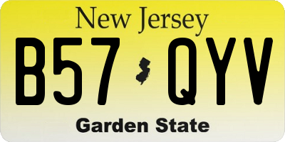 NJ license plate B57QYV