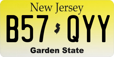NJ license plate B57QYY