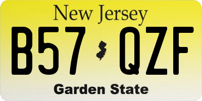 NJ license plate B57QZF
