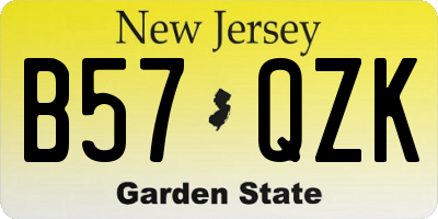 NJ license plate B57QZK
