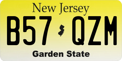 NJ license plate B57QZM