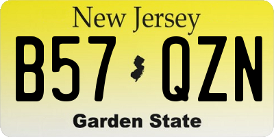 NJ license plate B57QZN