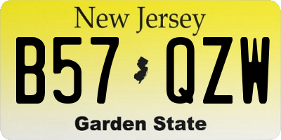 NJ license plate B57QZW