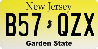 NJ license plate B57QZX