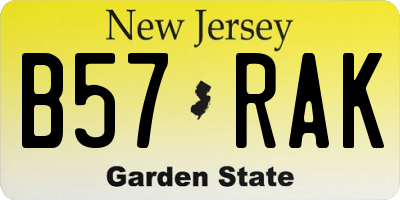 NJ license plate B57RAK