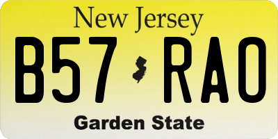 NJ license plate B57RAO