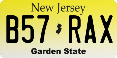 NJ license plate B57RAX