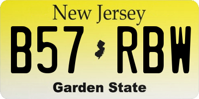 NJ license plate B57RBW
