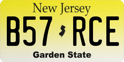 NJ license plate B57RCE