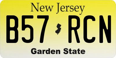 NJ license plate B57RCN