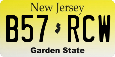 NJ license plate B57RCW