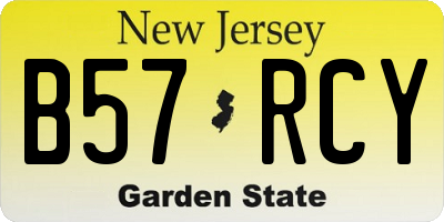 NJ license plate B57RCY