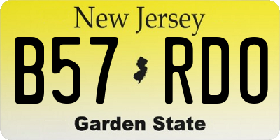 NJ license plate B57RDO