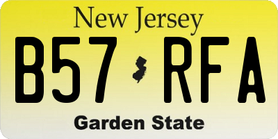 NJ license plate B57RFA