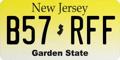 NJ license plate B57RFF