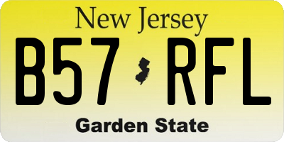 NJ license plate B57RFL
