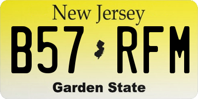 NJ license plate B57RFM