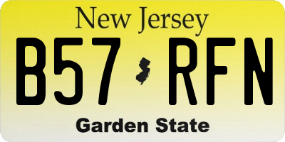 NJ license plate B57RFN