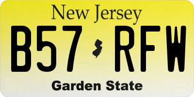 NJ license plate B57RFW
