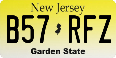 NJ license plate B57RFZ